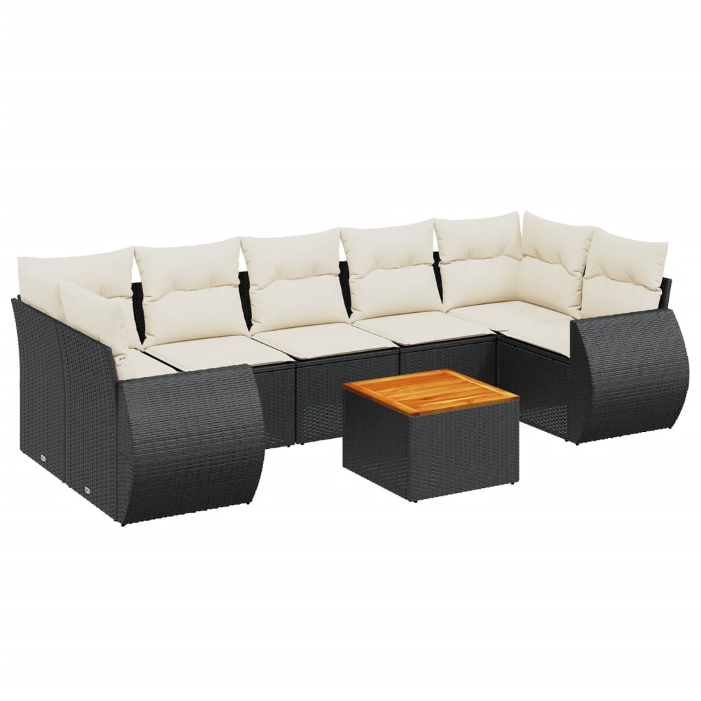 Set Divani da Giardino con Cuscini 8 pz Nero in Polyrattan | homemem39