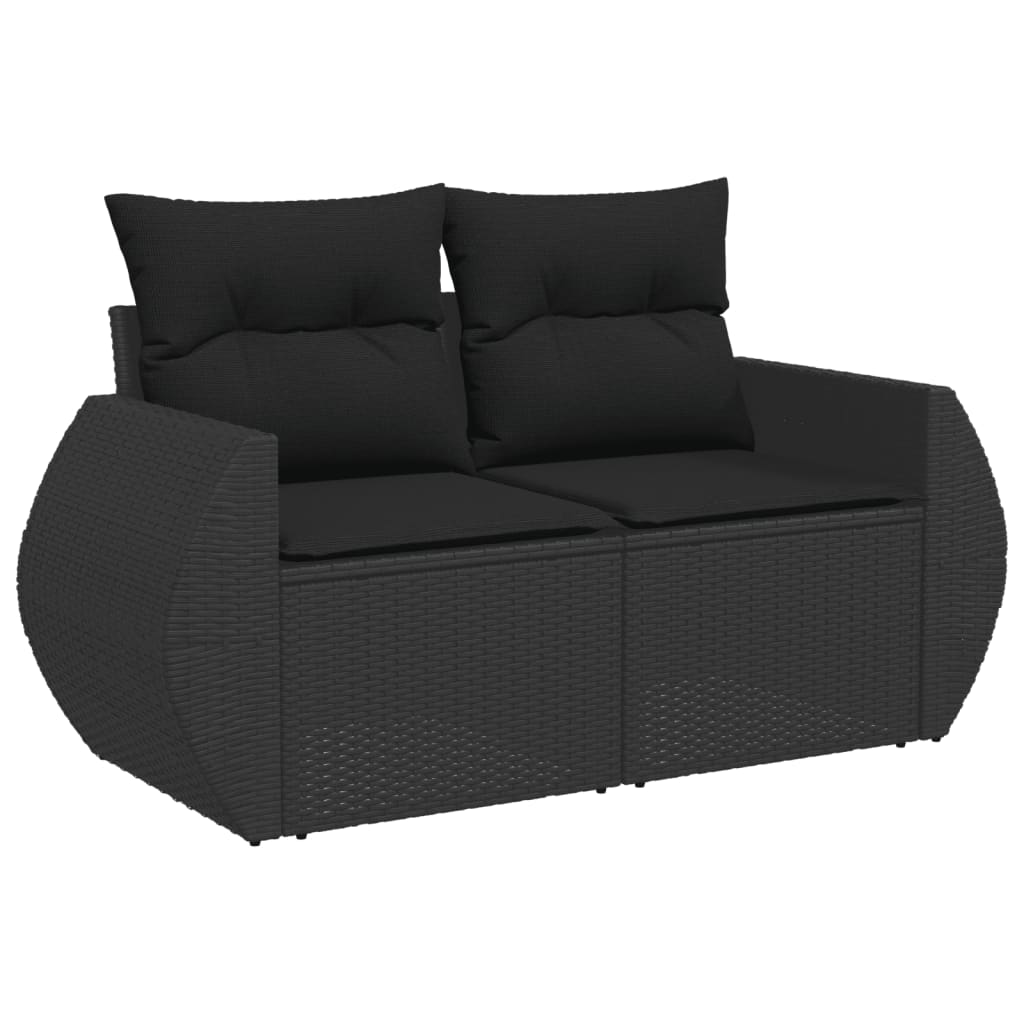 Set Divani da Giardino 5 pz con Cuscini in Polyrattan Nero | homemem39