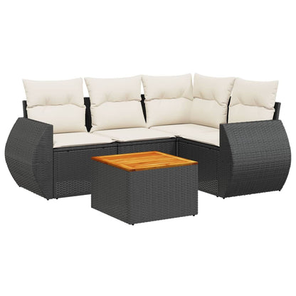 Set Divani da Giardino 5 pz con Cuscini in Polyrattan Nero - homemem39