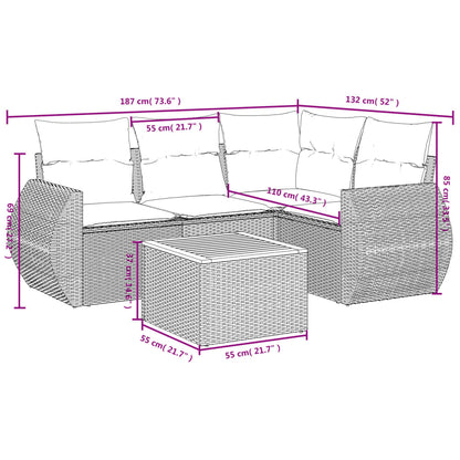 Set Divani da Giardino 5 pz con Cuscini in Polyrattan Nero | homemem39
