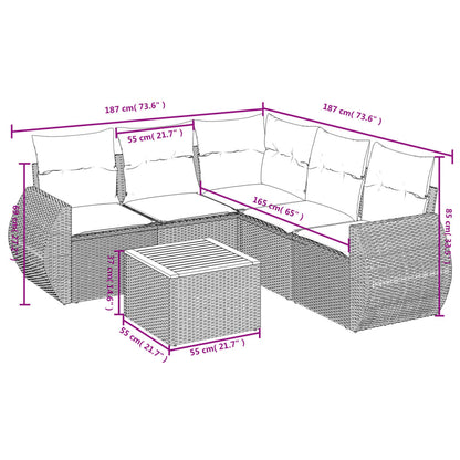 Set Divano da Giardino 6 pz con Cuscini Nero in Polyrattan | homemem39