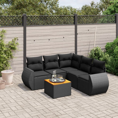 Set Divano da Giardino 6 pz con Cuscini Nero in Polyrattan | homemem39