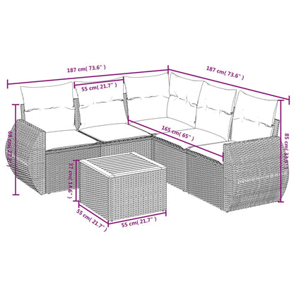 Set Divano da Giardino 6 pz con Cuscini Nero in Polyrattan | homemem39