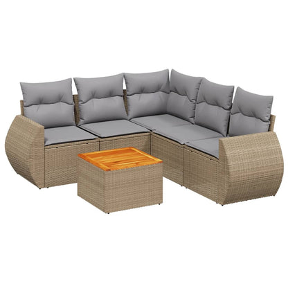 Set Divano da Giardino 6 pz con Cuscini Beige in Polyrattan - homemem39