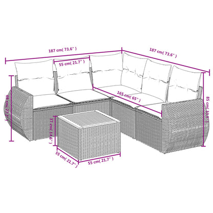 Set Divano da Giardino 6 pz con Cuscini Grigio in Polyrattan - homemem39