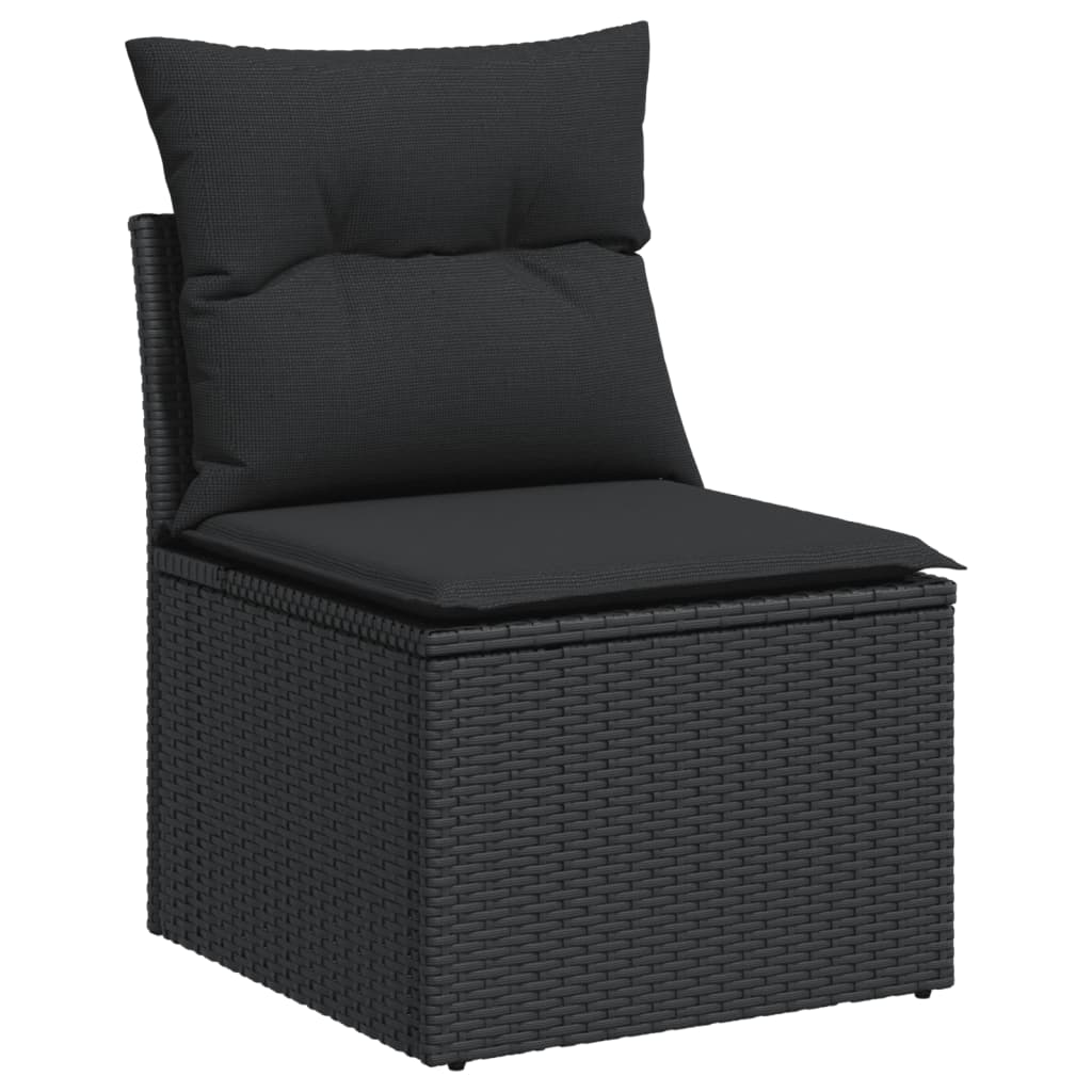 Set Divano da Giardino 6 pz con Cuscini Nero in Polyrattan | homemem39