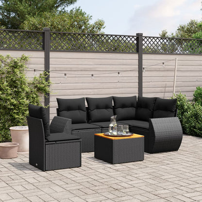 Set Divano da Giardino 6 pz con Cuscini Nero in Polyrattan | homemem39