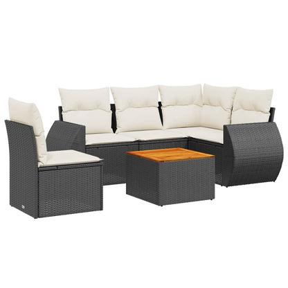 Set Divano da Giardino 6 pz con Cuscini Nero in Polyrattan | homemem39