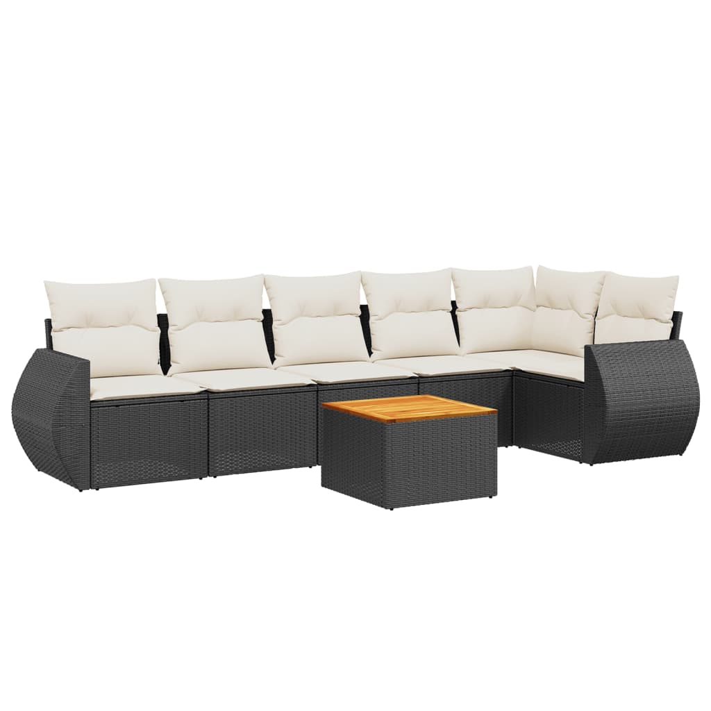 Set Divani da Giardino con Cuscini 7pz Nero Polyrattan - homemem39