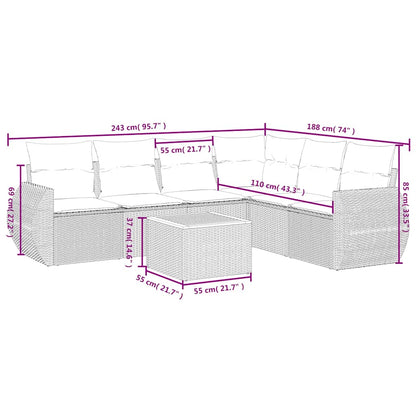 Set Divani da Giardino 7 pz con Cuscini Nero in Polyrattan | homemem39
