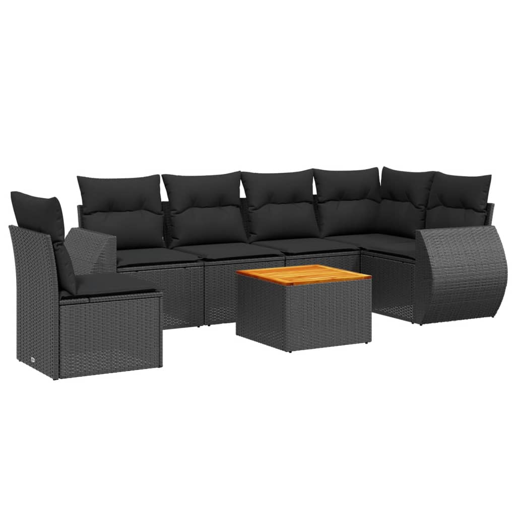 Set Divani da Giardino con Cuscini 7pz Nero Polyrattan - homemem39
