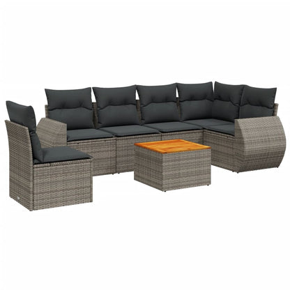 Set Divani da Giardino 7 pz con Cuscini Grigio in Polyrattan - homemem39