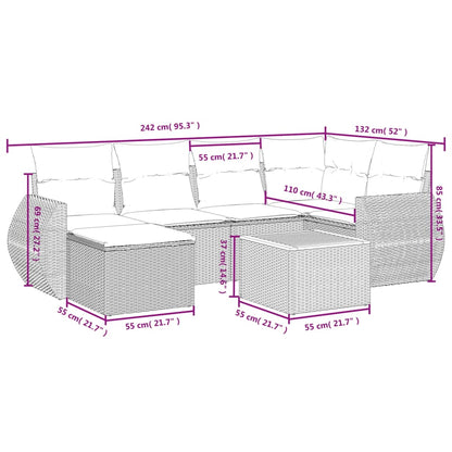 Set Divani da Giardino con Cuscini 7pz Nero Polyrattan | homemem39