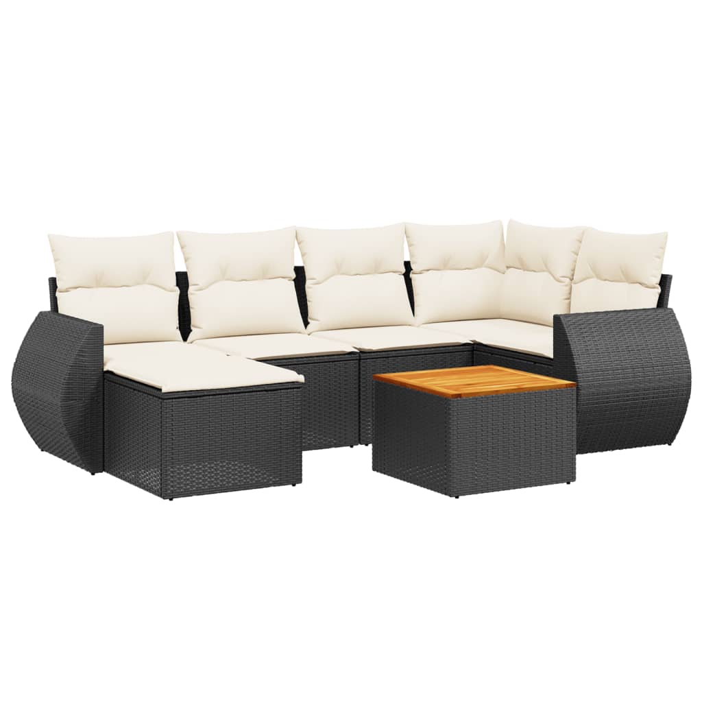 Set Divani da Giardino con Cuscini 7pz Nero Polyrattan - homemem39