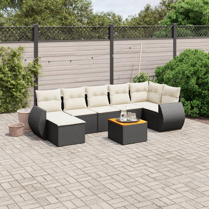 Set Divani da Giardino con Cuscini 8 pz Nero in Polyrattan - homemem39