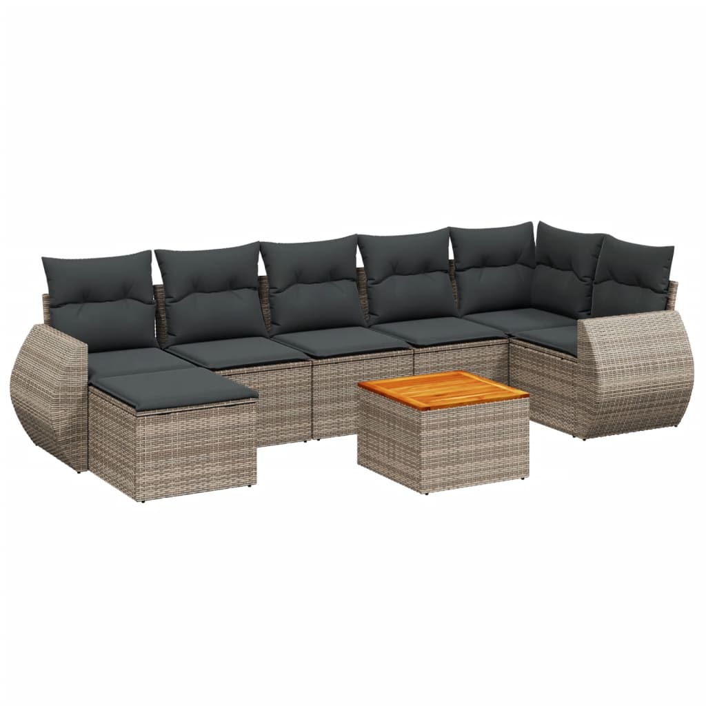 Set Divano da Giardino 8 pz con Cuscini Grigio in Polyrattan - homemem39