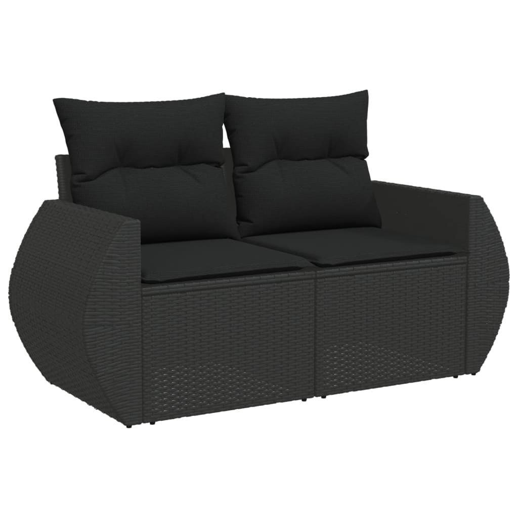 Set Divani da Giardino 10pz con Cuscini in Polyrattan Nero | homemem39