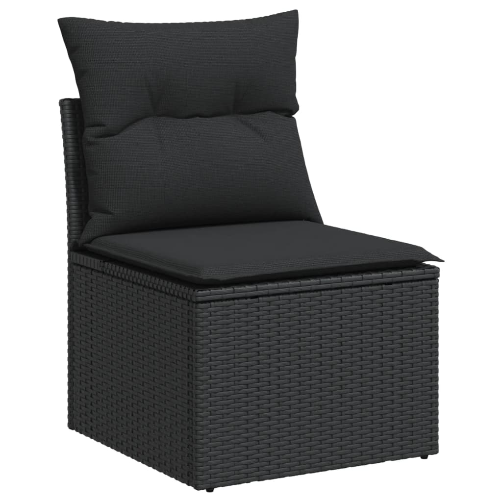 Set Divani da Giardino 10pz con Cuscini in Polyrattan Nero | homemem39