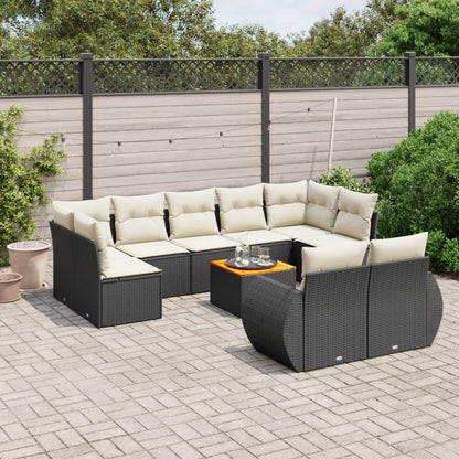 Set Divani da Giardino 10pz con Cuscini in Polyrattan Nero - homemem39