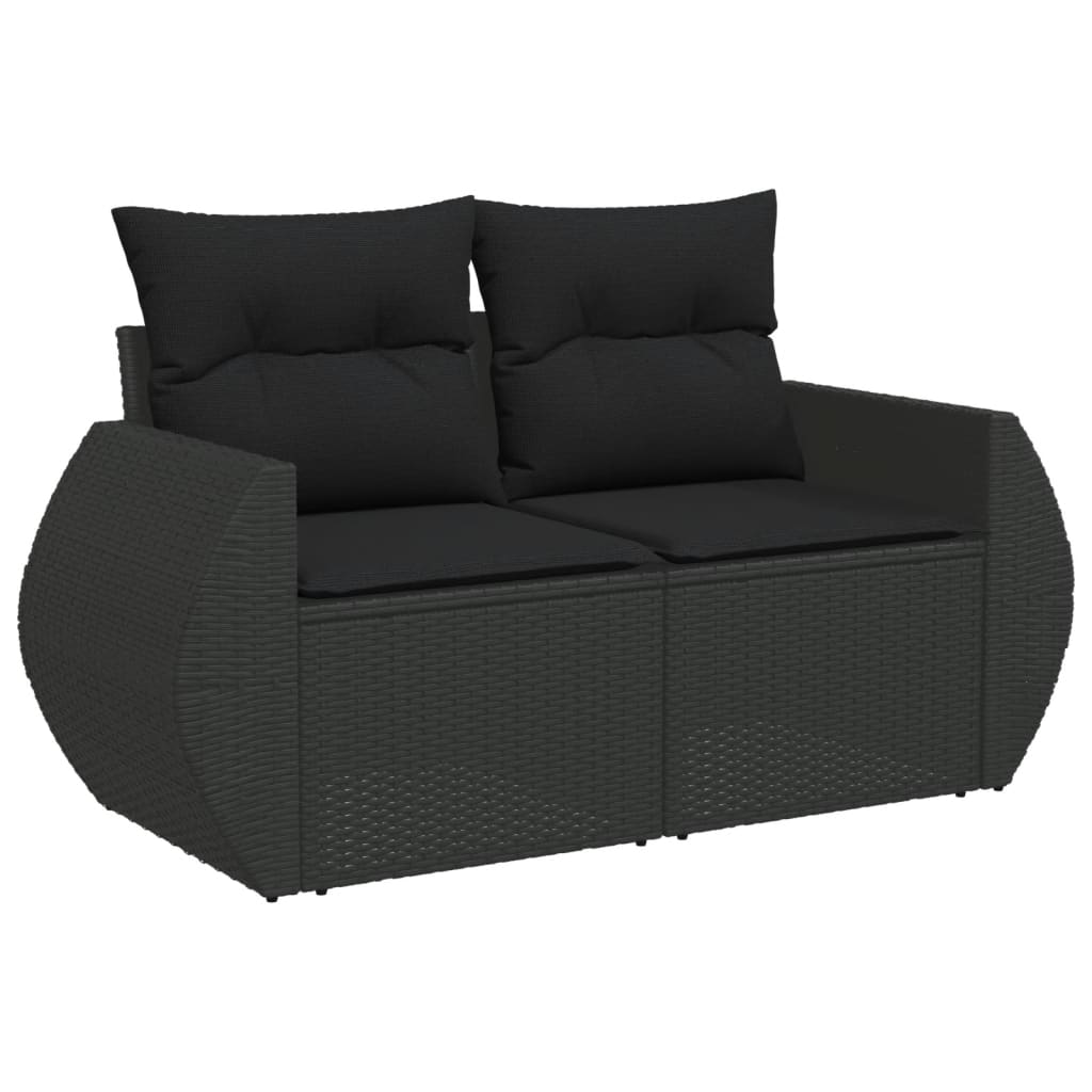 Set Divani da Giardino 10pz con Cuscini in Polyrattan Nero | homemem39