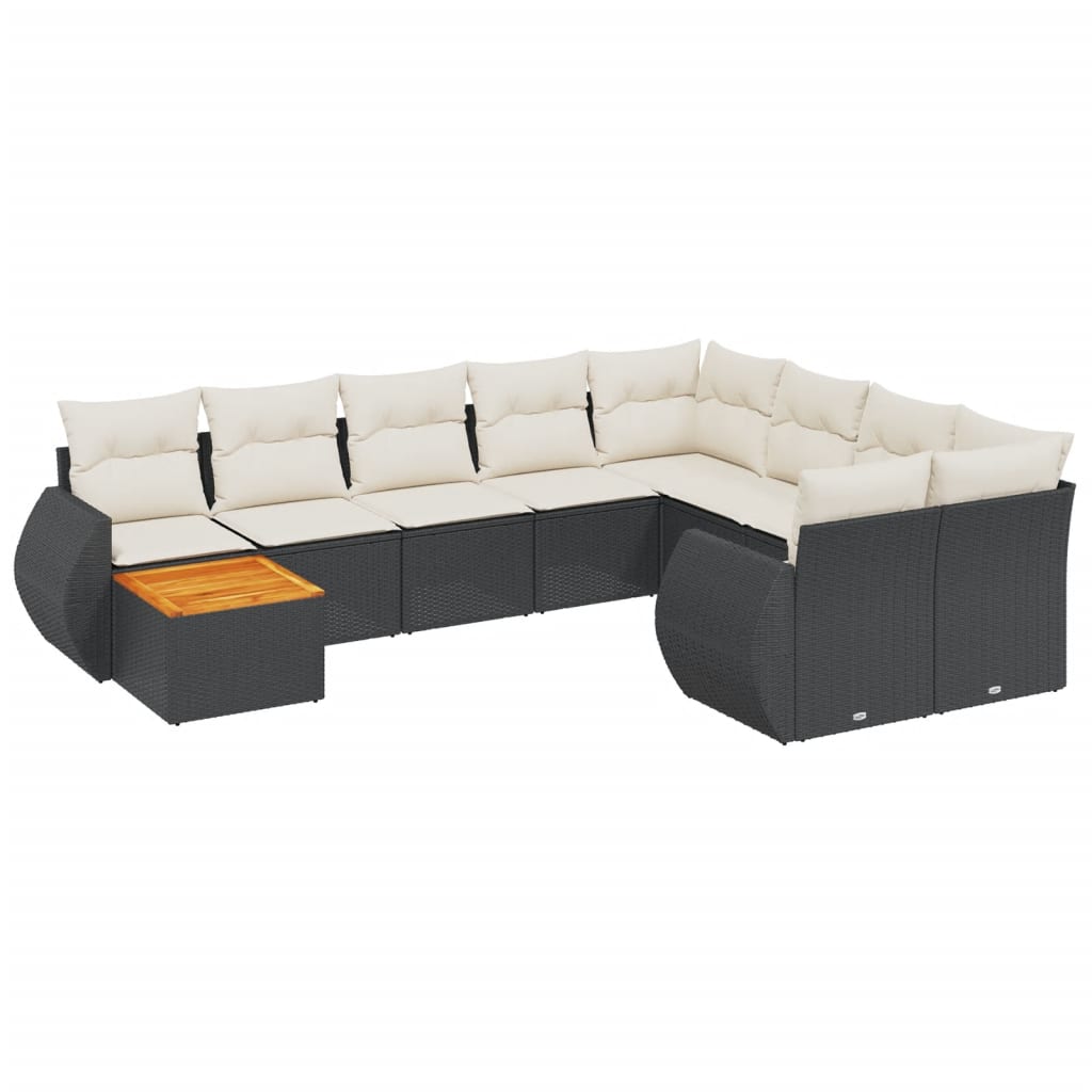 Set Divani da Giardino 10pz con Cuscini in Polyrattan Nero - homemem39
