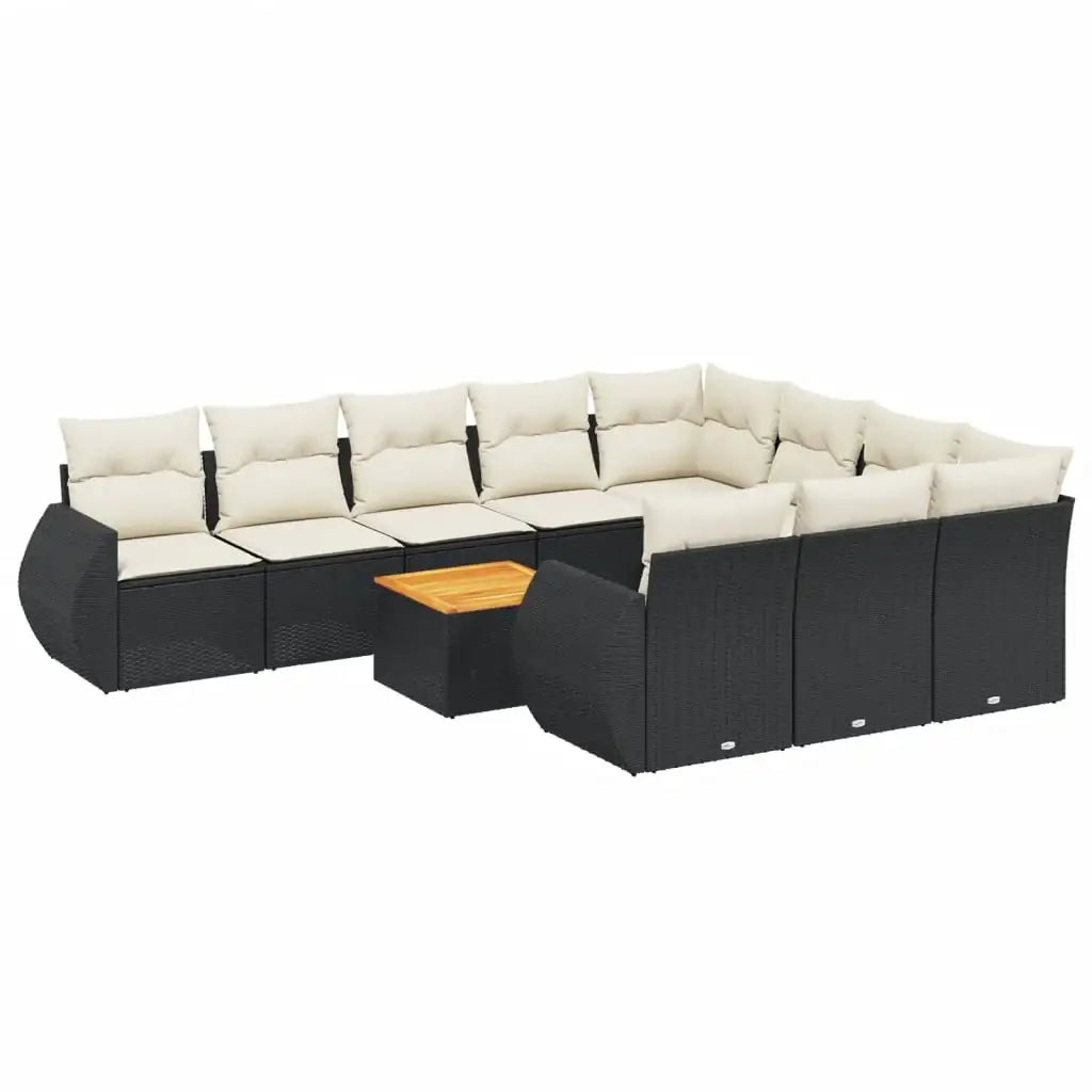 Set Divani da Giardino 11 pz con Cuscini in Polyrattan Nero - homemem39