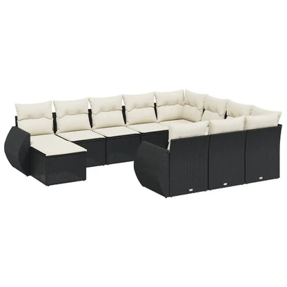 Set Divani da Giardino 11 pz con Cuscini in Polyrattan Nero - homemem39