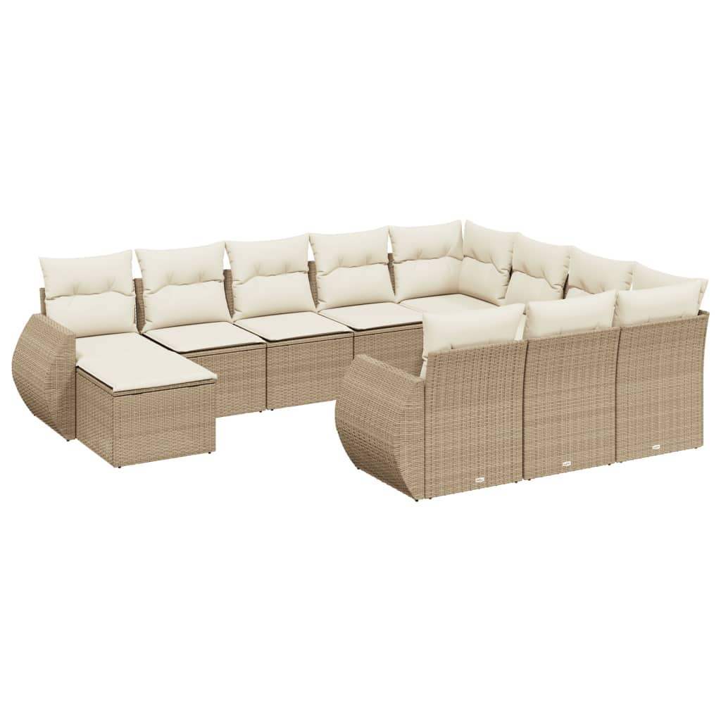 Set Divani da Giardino 11 pz con Cuscini Beige in Polyrattan - homemem39