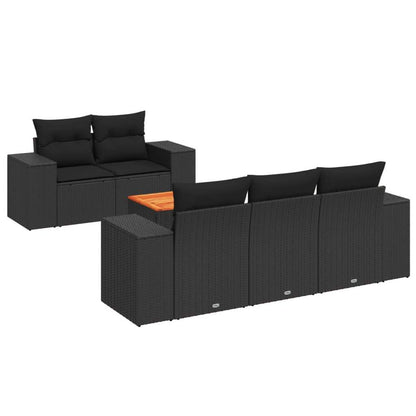 Set Divano da Giardino 6 pz con Cuscini Nero in Polyrattan - homemem39
