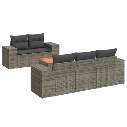 Set Divano da Giardino 6 pz con Cuscini Grigio in Polyrattan - homemem39