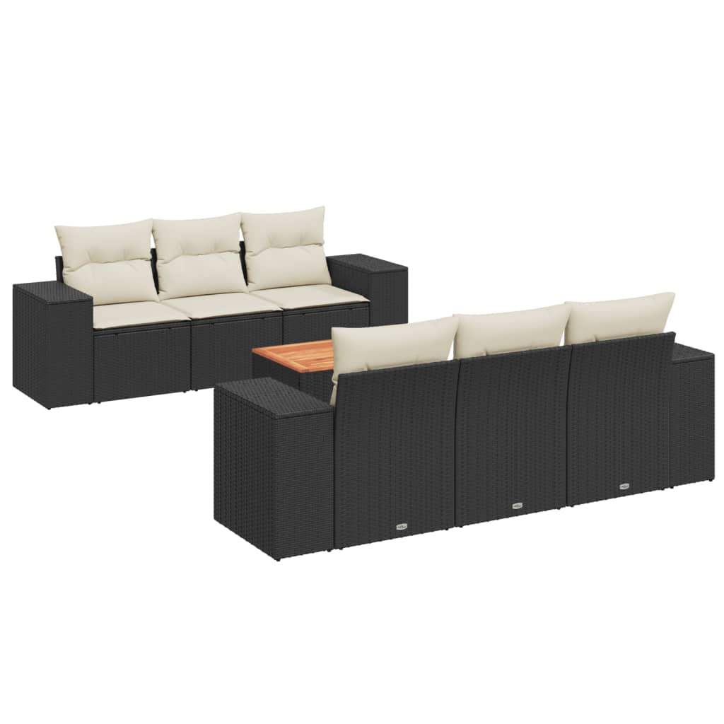 Set Divani da Giardino con Cuscini 7pz Nero Polyrattan - homemem39