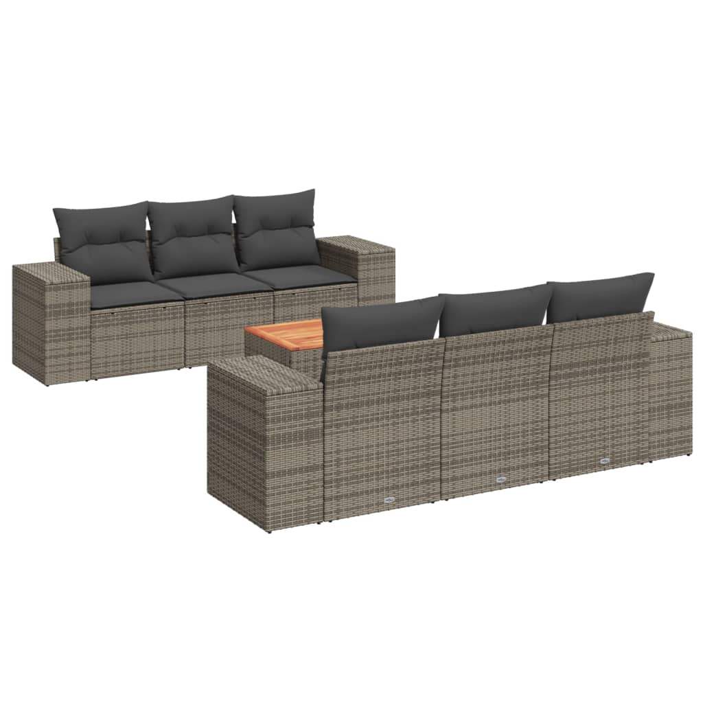 Set Divani da Giardino 7 pz con Cuscini Grigio in Polyrattan - homemem39