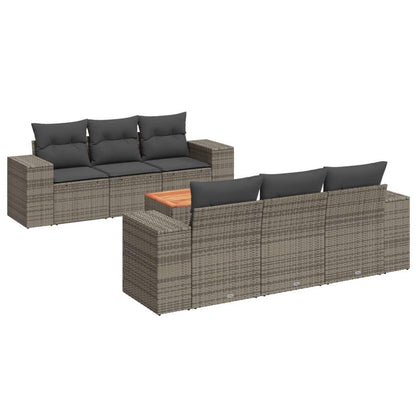 Set Divani da Giardino 7 pz con Cuscini Grigio in Polyrattan - homemem39