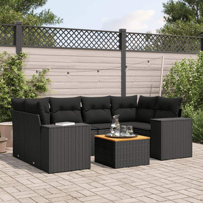 Set Divani da Giardino con Cuscini 7pz Nero Polyrattan - homemem39