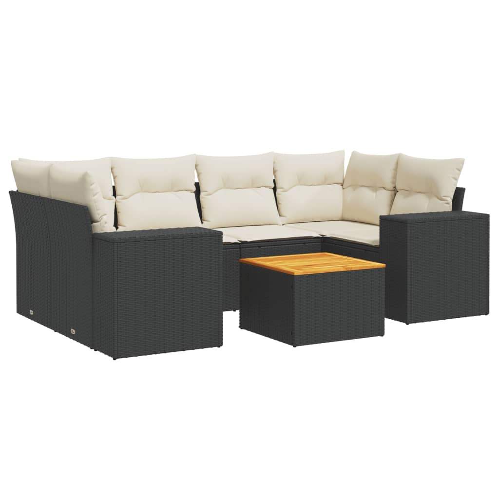 Set Divani da Giardino con Cuscini 7pz Nero Polyrattan - homemem39