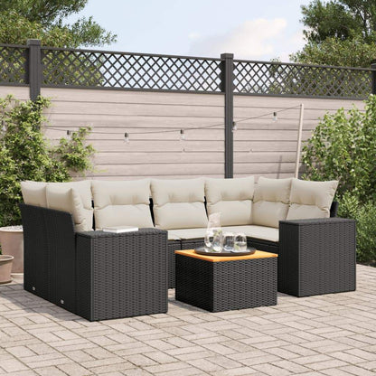 Set Divani da Giardino con Cuscini 7pz Nero Polyrattan - homemem39