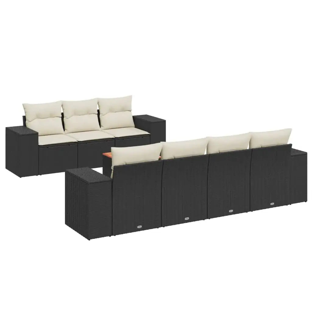 Set Divani da Giardino con Cuscini 8 pz Nero in Polyrattan - homemem39