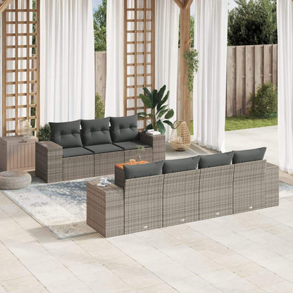 Set Divano da Giardino 8 pz con Cuscini Grigio in Polyrattan - homemem39