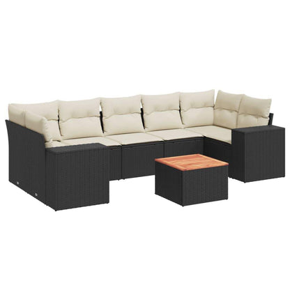 Set Divani da Giardino con Cuscini 8 pz Nero in Polyrattan - homemem39