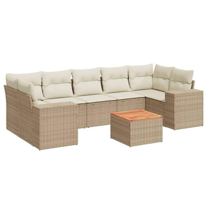 Set Divano da Giardino 8 pz con Cuscini Beige in Polyrattan - homemem39