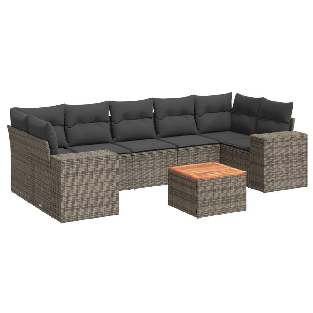 Set Divano da Giardino 8 pz con Cuscini Grigio in Polyrattan - homemem39