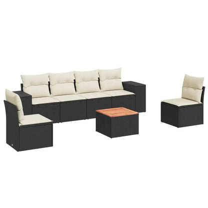 Set Divani da Giardino con Cuscini 7pz Nero Polyrattan - homemem39