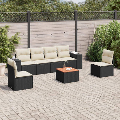 Set Divani da Giardino con Cuscini 7pz Nero Polyrattan - homemem39