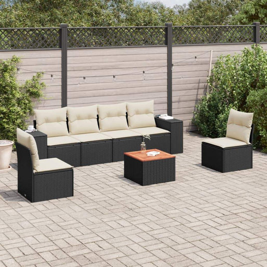 Set Divani da Giardino con Cuscini 7pz Nero Polyrattan - homemem39