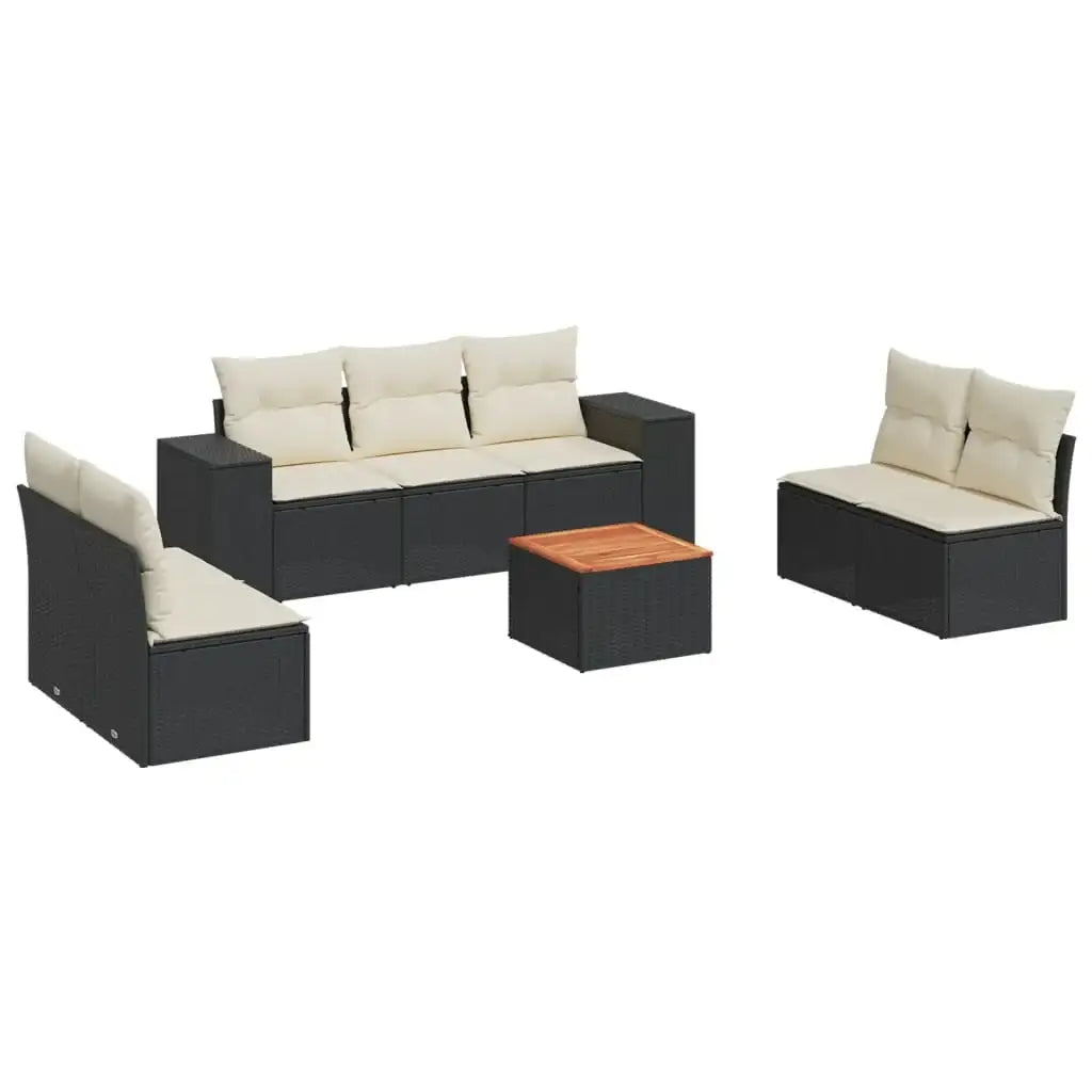 Set Divani da Giardino con Cuscini 8 pz Nero in Polyrattan - homemem39