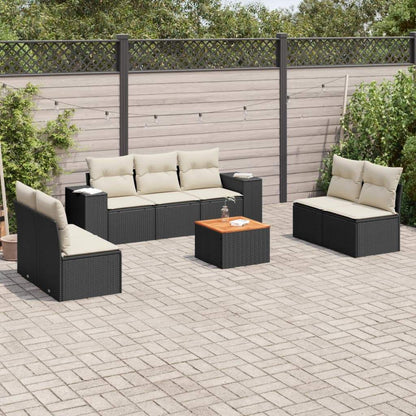 Set Divani da Giardino con Cuscini 8 pz Nero in Polyrattan - homemem39