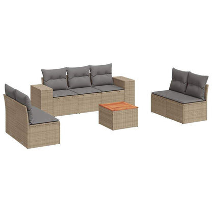 Set Divano da Giardino 8 pz con Cuscini Beige in Polyrattan - homemem39