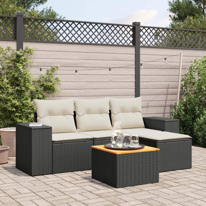 Set Divani da Giardino 5 pz con Cuscini in Polyrattan Nero - homemem39
