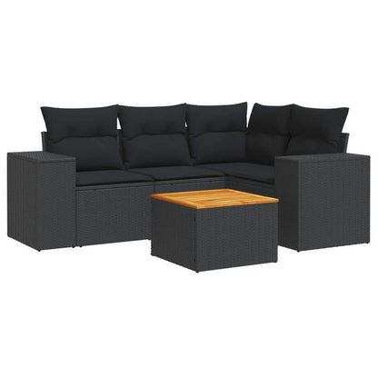 Set Divani da Giardino 5 pz con Cuscini in Polyrattan Nero - homemem39