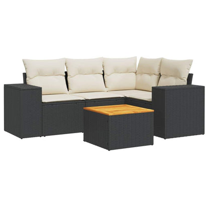 Set Divani da Giardino 5 pz con Cuscini in Polyrattan Nero - homemem39